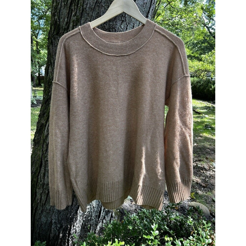Pilcro Anthropologie Alani 100% Cashmere Mock Neck Sweater Size XL Brown - Picture 2 of 11